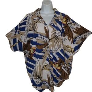 Peggy Lou Vintage Jungle Tropical Shirt Women 44 Vintage Fish California XL